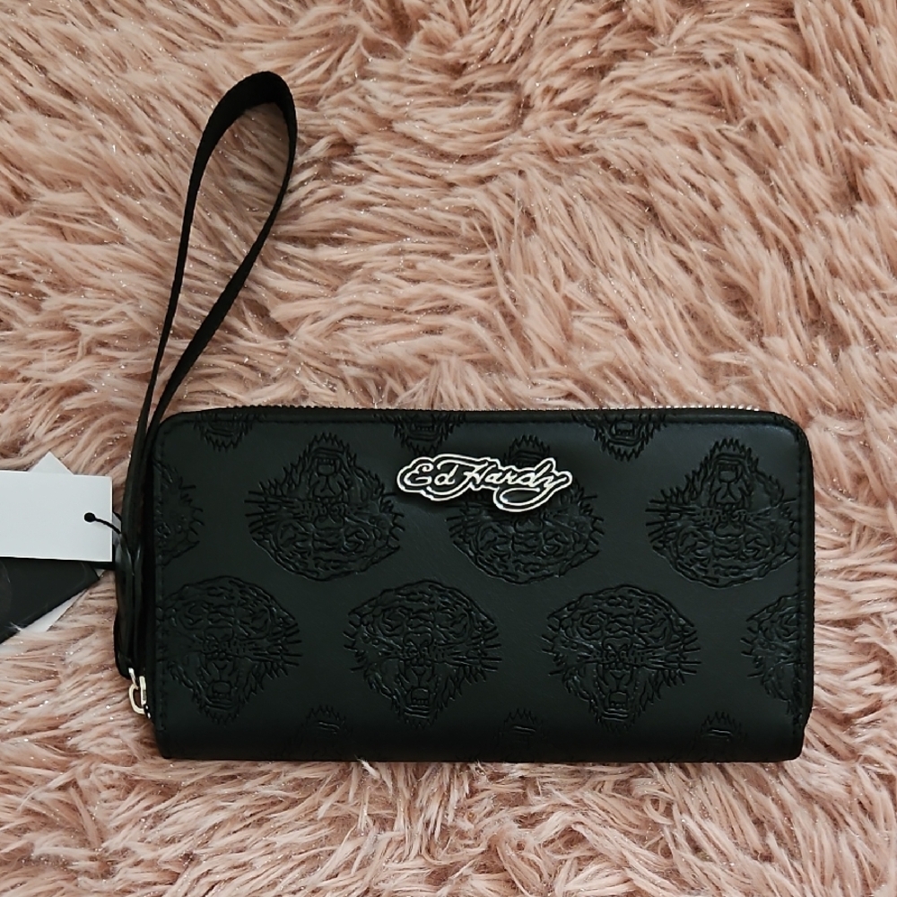 Ed Hardy Black Embossed Wallet